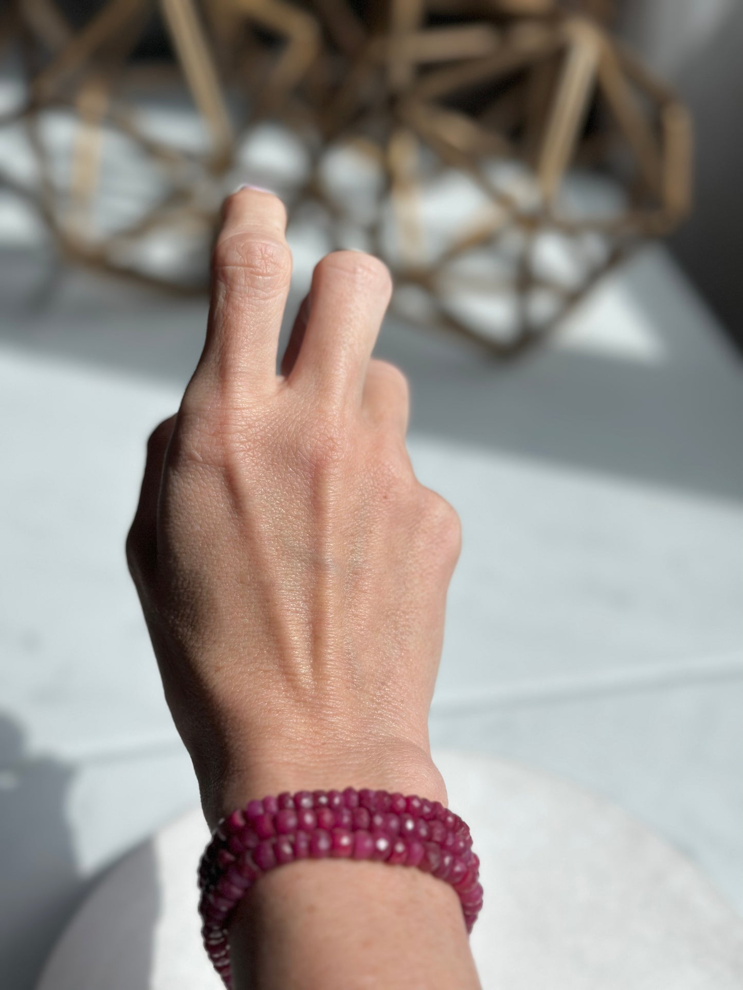 Triple chain ruby bracelet